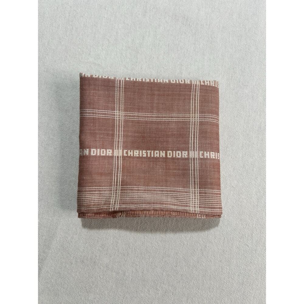 Christian Dior‎ Lightweight Pink Red Cotton Pocket Handkerchief Hankie Vintage